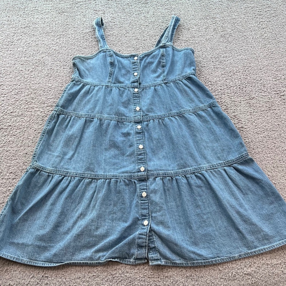 Levis Womens Light Wash Denim Tiered Button Front Mini Dress Size M 29783-0003